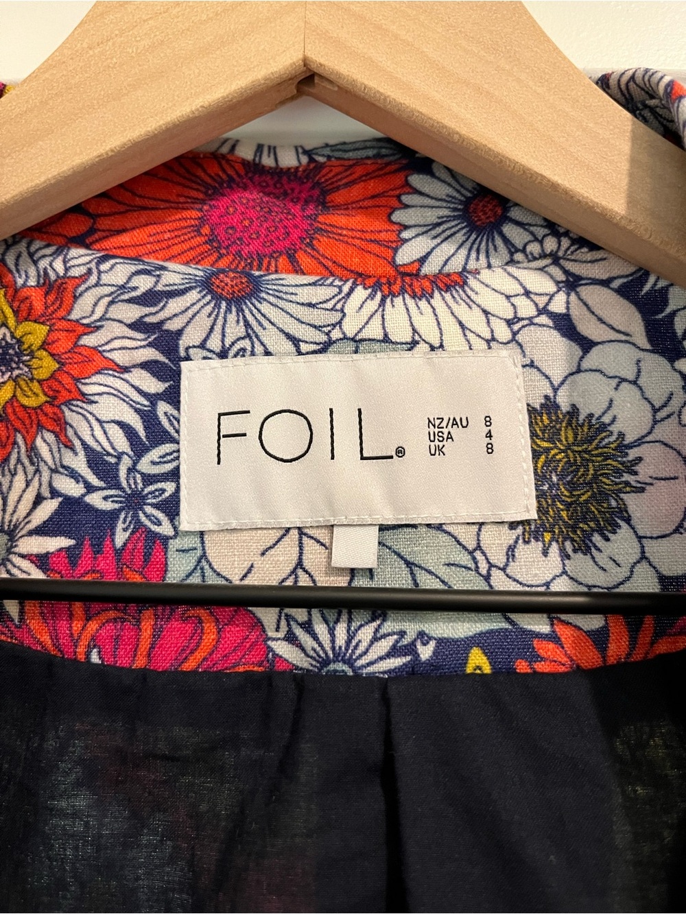 Foil Floral Print Blazer Jacket - Red, Yellow & White - Picture 2 of 5